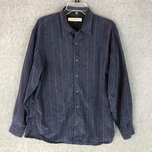 Tommy Bahama Silk Wool Blend Shirt L Large Button Up Long Sleeve Outdoor Men's